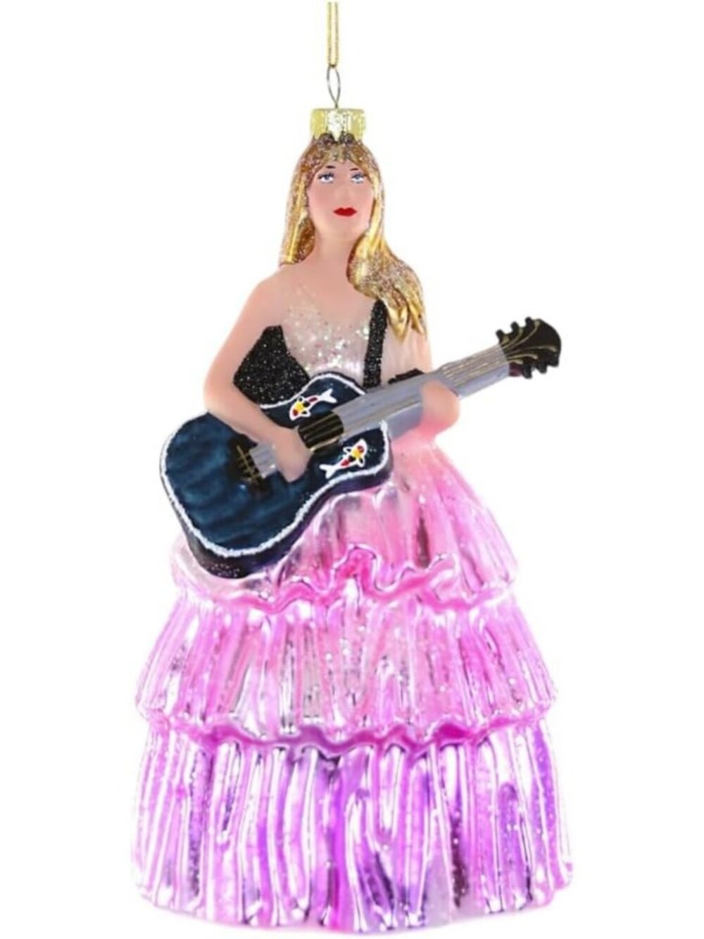 Handcrafted Glass Guitar Ornament - Unique Holiday Decor, Perfect Gift Idea